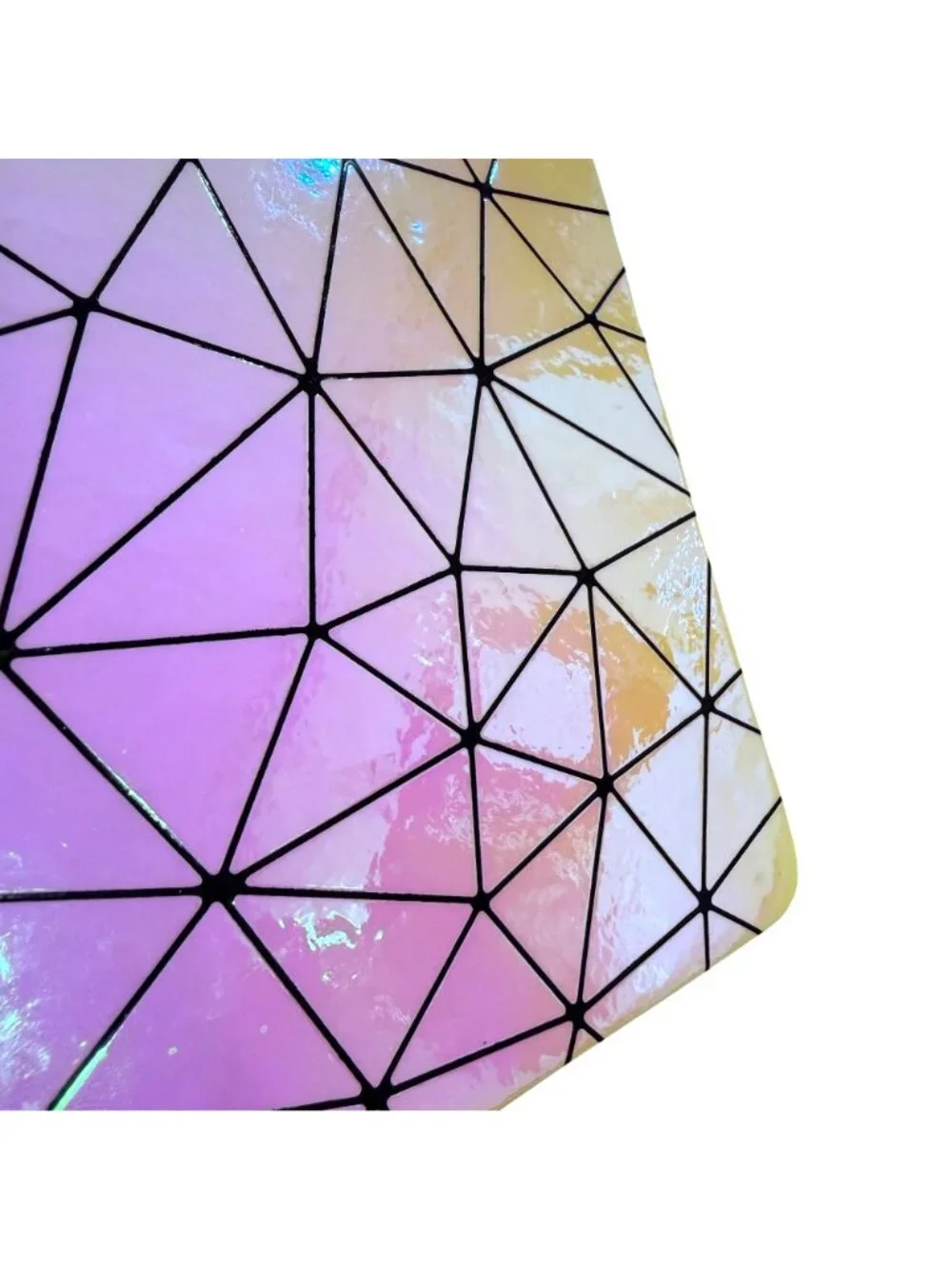 Holographic Geometric Spiral Journal Notebook Pink Yellow Pen&Gear